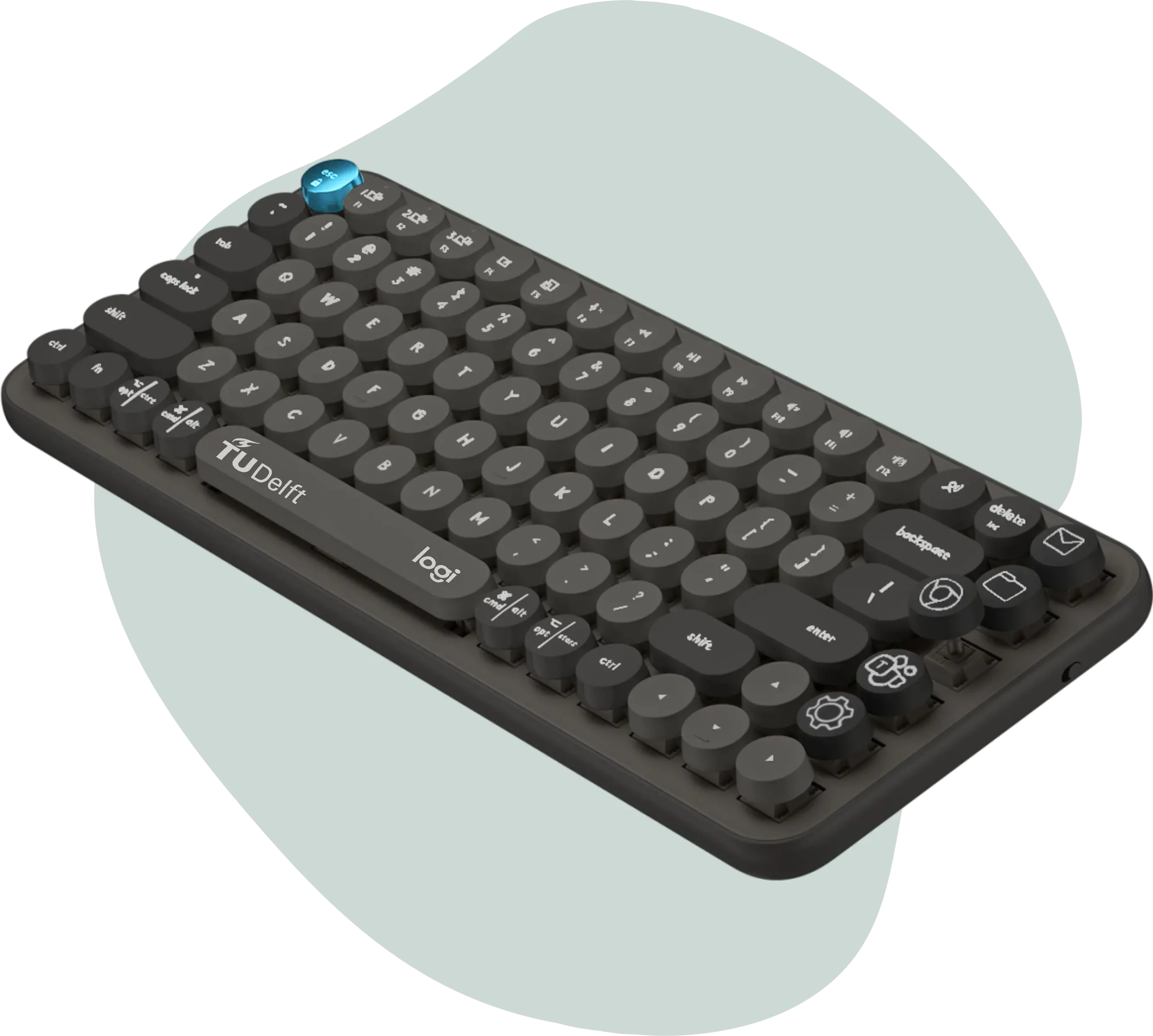 Ontwerp van een circulair Logitech toetsenbord met focus op duurzaamheid en hergebruik